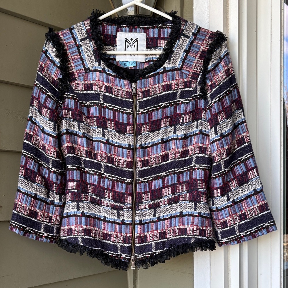 Beautiful Vtg Milly Tweed Blazer- USA-made. Lined. Fits ~ a S/4 label says 8